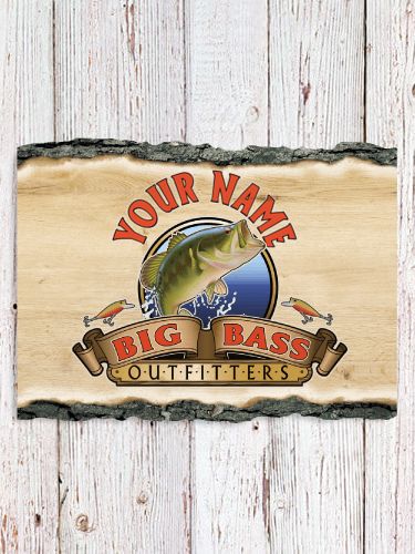 Big Bass Outfitters : Faux Sliced Log Plaque