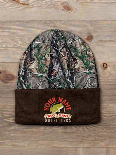 Big Bass Outfitters : Embroidered 2-Tone Camo Cuffed Beanie