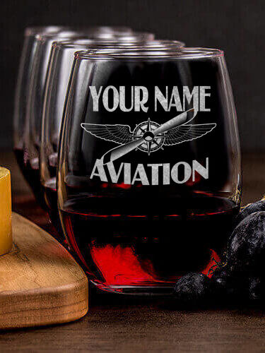 Aviation : Cheese Board Wine Glass Gift Sets - Engraved