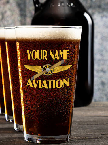 Aviation : Growler Pint Glass Gift Sets - Color Printed