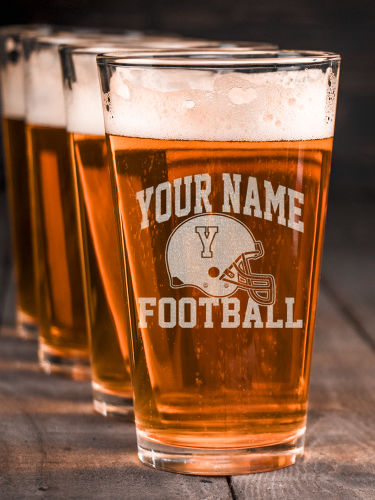 Football Helmet : Pint Glasses - Engraved