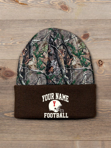 Football Helmet : Embroidered 2-Tone Camo Cuffed Beanie