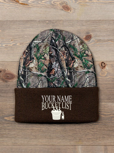 Bucket List : Embroidered 2-Tone Camo Cuffed Beanie