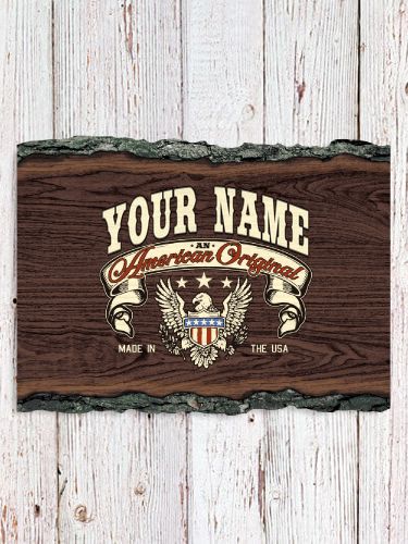 American Original : Faux Sliced Log Plaque