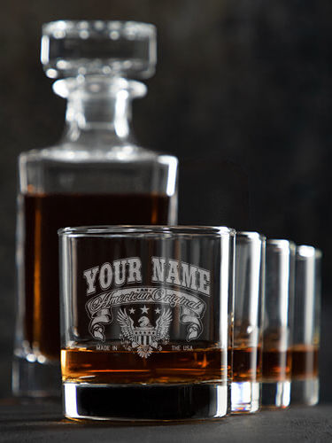 American Original : Decanter Rocks Glass Gift Sets - Engraved
