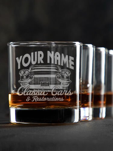 Classic Cars : Rocks Glasses - Engraved