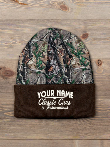 Classic Cars : Embroidered 2-Tone Camo Cuffed Beanie