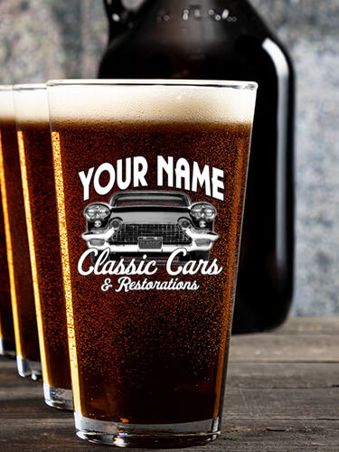 Classic Cars : Growler Pint Glass Gift Sets - Color Printed