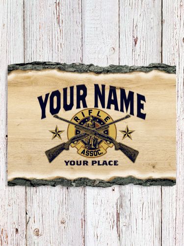 Rifle Association : Faux Sliced Log Plaque