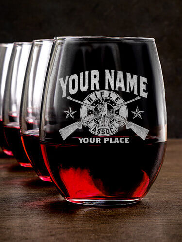Rifle Association : Stemless Wine Glasses - Engraved