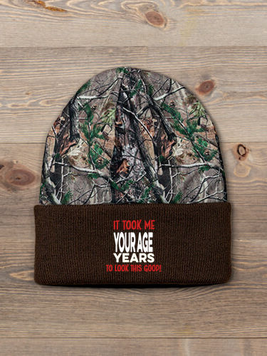 It Took Years : Embroidered 2-Tone Camo Cuffed Beanie
