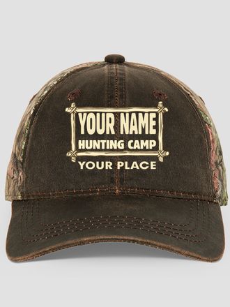 Vintage Hunting Camp : Embroidered 2-Tone Camo Hats