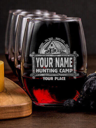 Vintage Hunting Camp : Cheese Board Wine Glass Gift Sets - Engraved