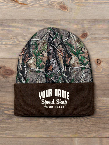 Speed Shop : Embroidered 2-Tone Camo Cuffed Beanie