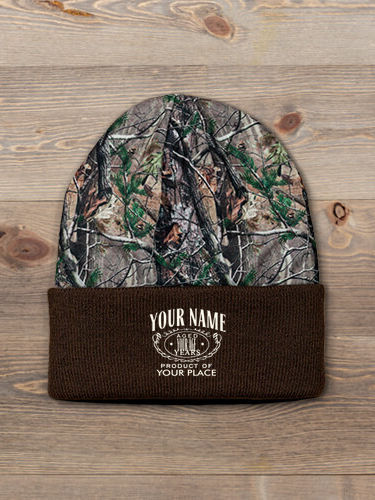 Distilled to Perfection : Embroidered 2-Tone Camo Cuffed Beanie