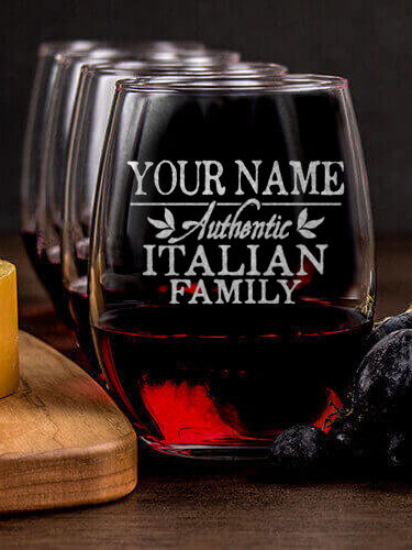 Italian Family : Cheese Board Wine Glass Gift Sets - Engraved