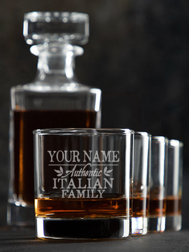 Italian Family : Decanter Rocks Glass Gift Sets - Engraved