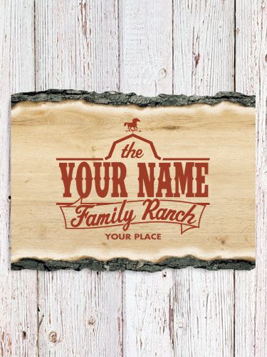 Family Ranch : Faux Sliced Log Plaque