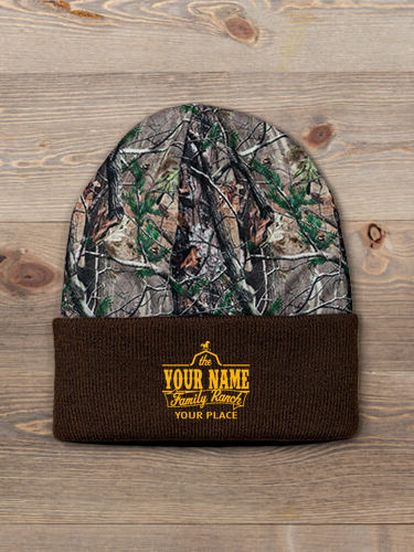 Family Ranch : Embroidered 2-Tone Camo Cuffed Beanie