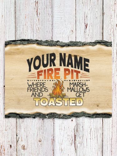 Fire Pit : Faux Sliced Log Plaque