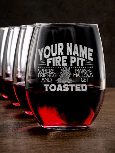 Fire Pit : Stemless Wine Glasses - Engraved