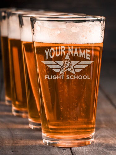 Flight School : Pint Glasses - Engraved