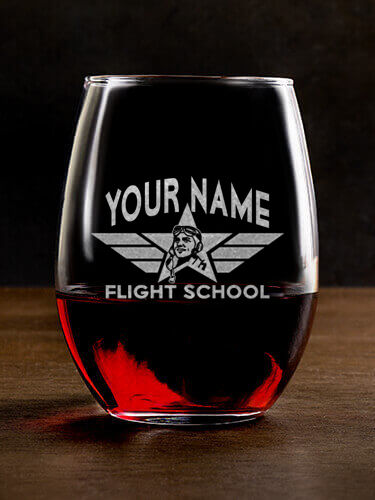 Flight School : Stemless Wine Glasses - Engraved