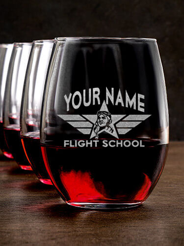 Flight School : Stemless Wine Glasses - Engraved