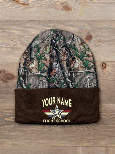 Flight School : Embroidered 2-Tone Camo Cuffed Beanie