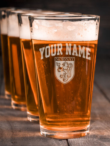 Norwegian Shield : Pint Glasses - Engraved