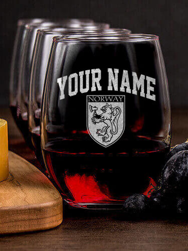 Norwegian Shield : Cheese Board Wine Glass Gift Sets - Engraved