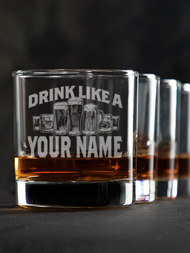 Drink Like A : Rocks Glasses - Engraved