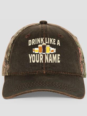 Drink Like A : Embroidered 2-Tone Camo Hats