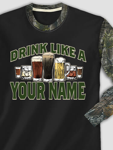 Drink Like A : Printed 2-Tone Camo Long Sleeves