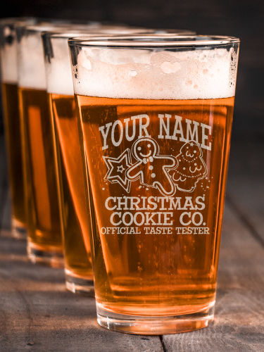Christmas Cookie Tester : Pint Glasses - Engraved