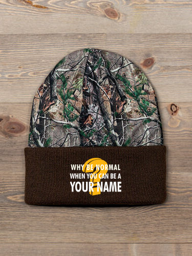 Why Be Normal : Embroidered 2-Tone Camo Cuffed Beanie