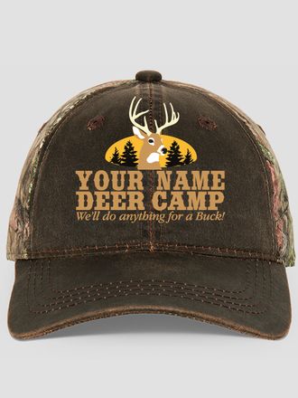 Deer Camp : Embroidered 2-Tone Camo Hats