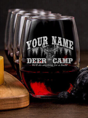 Deer Camp : Cheese Board Wine Glass Gift Sets - Engraved