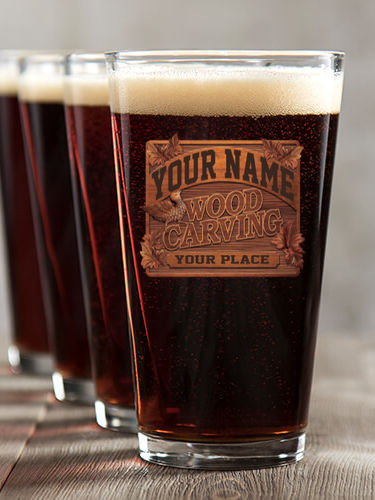 Wood Carving : Pint Glasses - Color Printed