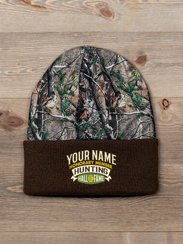 Deer Hunting Hall Of Fame : Embroidered 2-Tone Camo Cuffed Beanie
