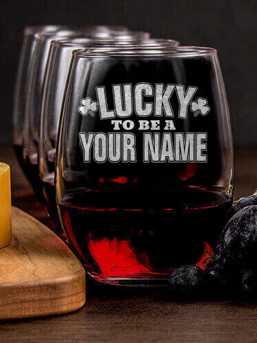 Lucky To Be : Cheese Board Wine Glass Gift Sets - Engraved