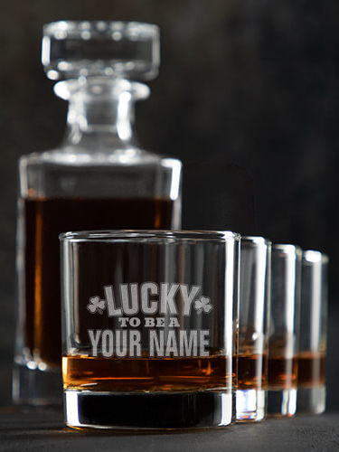 Lucky To Be : Decanter Rocks Glass Gift Sets - Engraved