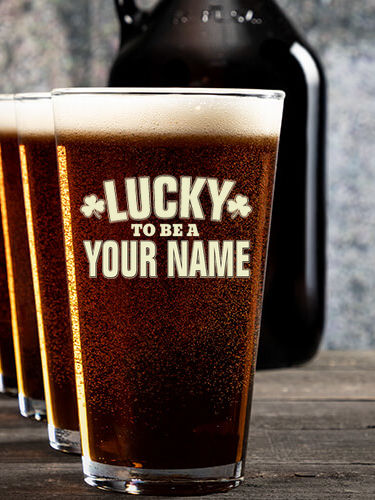 Lucky To Be : Growler Pint Glass Gift Sets - Color Printed
