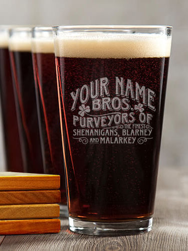 Shenanigans : 4 Pint Glasses - Engraved 4 Coasters Gift Set
