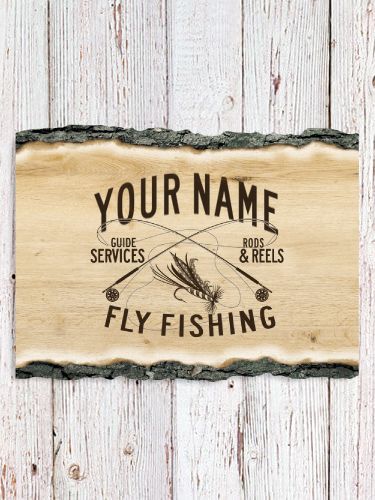 Fly Fishing Guide : Faux Sliced Log Plaque