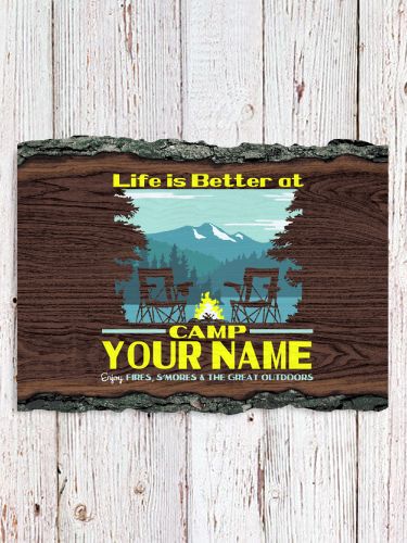 Life Is Better : Faux Sliced Log Plaque