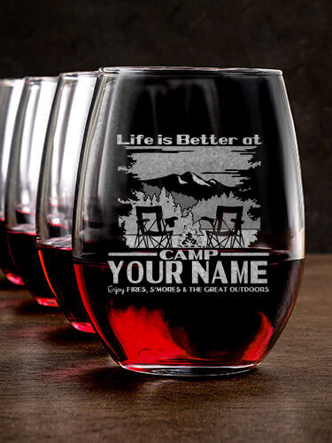 Life Is Better : Stemless Wine Glasses - Engraved