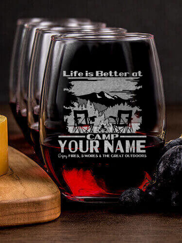 Life Is Better : Cheese Board Wine Glass Gift Sets - Engraved