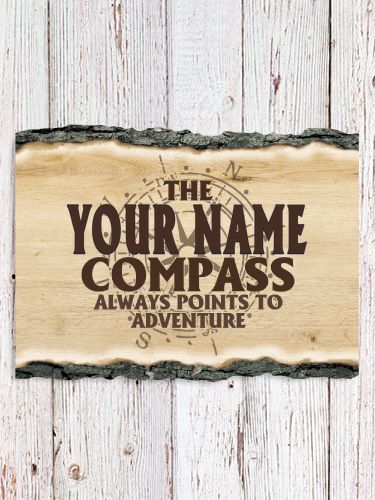 Compass : Faux Sliced Log Plaque
