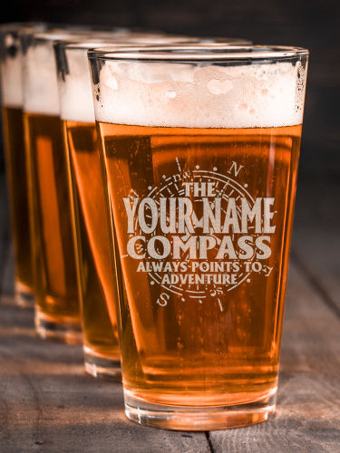 Compass : Pint Glasses - Engraved